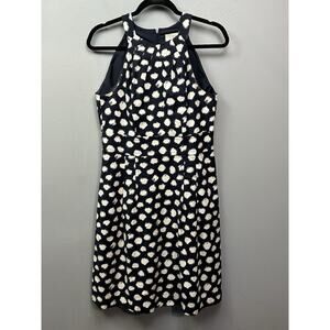 Loft Dress Womens 8 Blue White Polka‎ Dot Halter Garden Party Travel Business